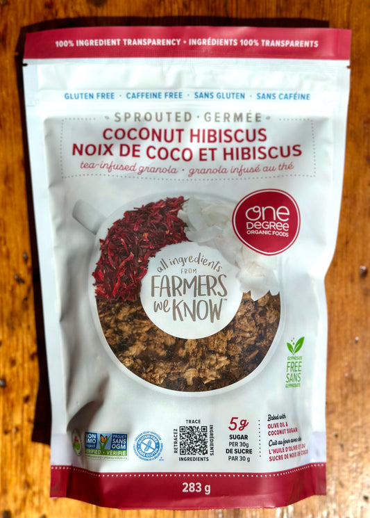 Granola infusé au thé d'hibiscus à la noix de coco germée