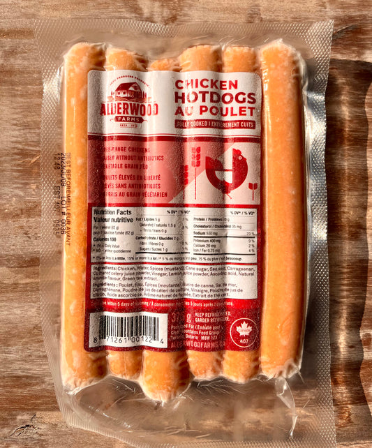 Saucisse à hot-dogs fermiers et nourris à l'herbe d'Alderwood Farms 375gr